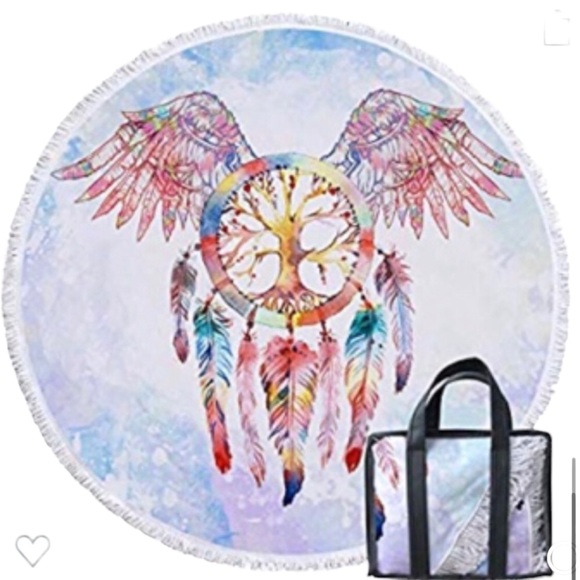 Dreamcatcher with Angel 😇 Wings Round Beach 🏖 Towel NWOT - Picture 8 of 9